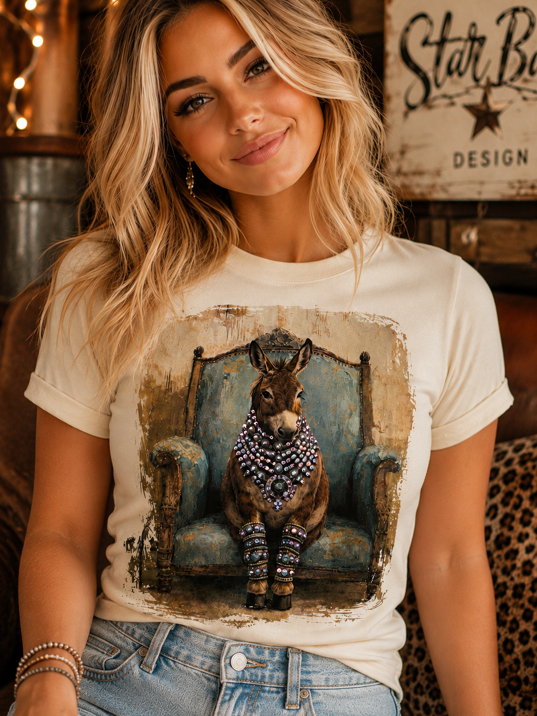 Donkey Bling Tee with Crystals