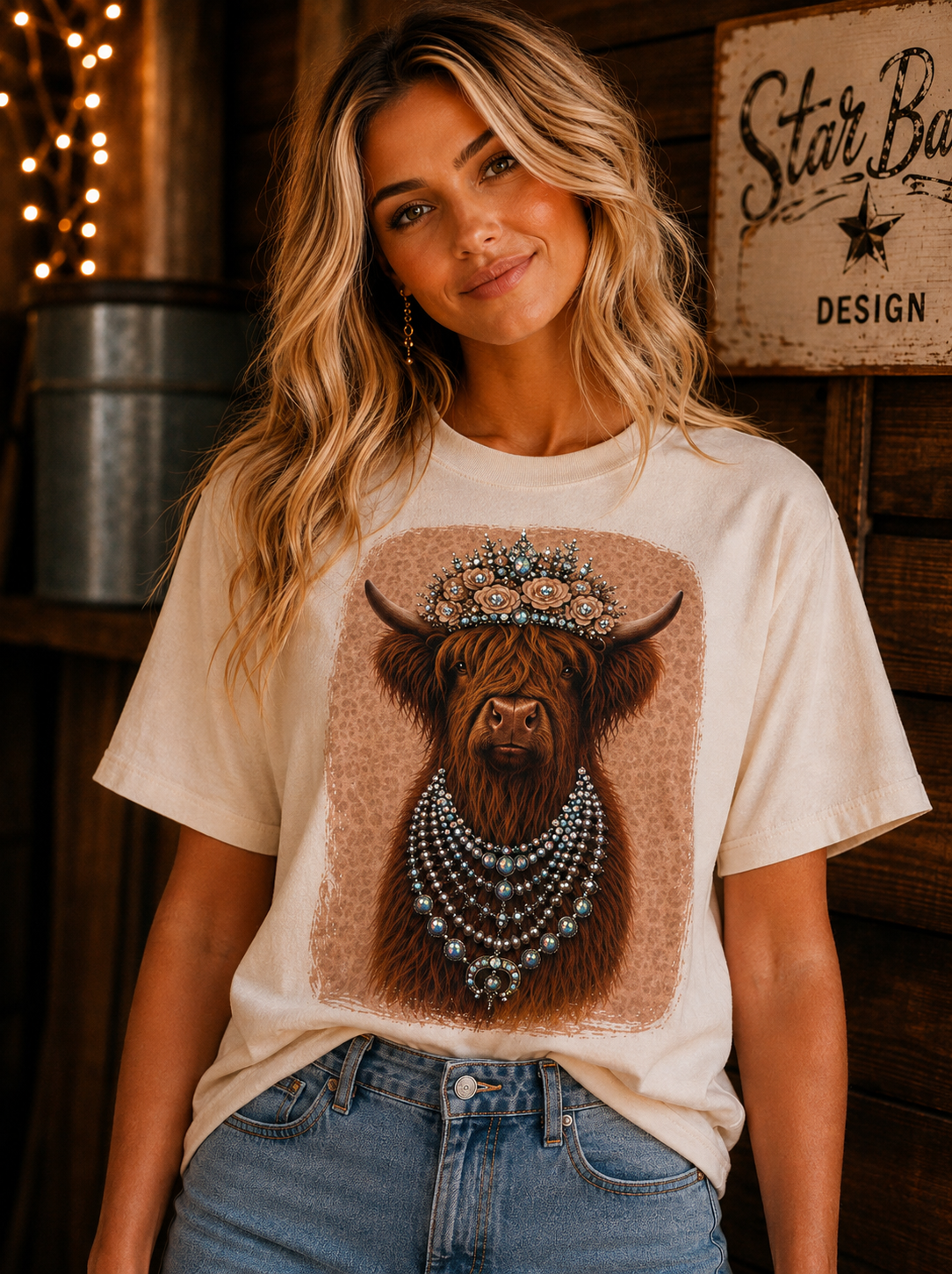 Highland Cow Bling Tee