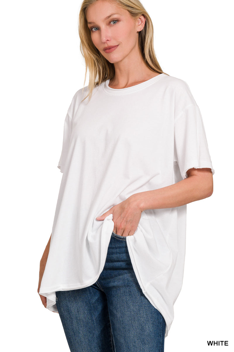 Drop Shoulder Oversized Cotton Tee - 3 colors