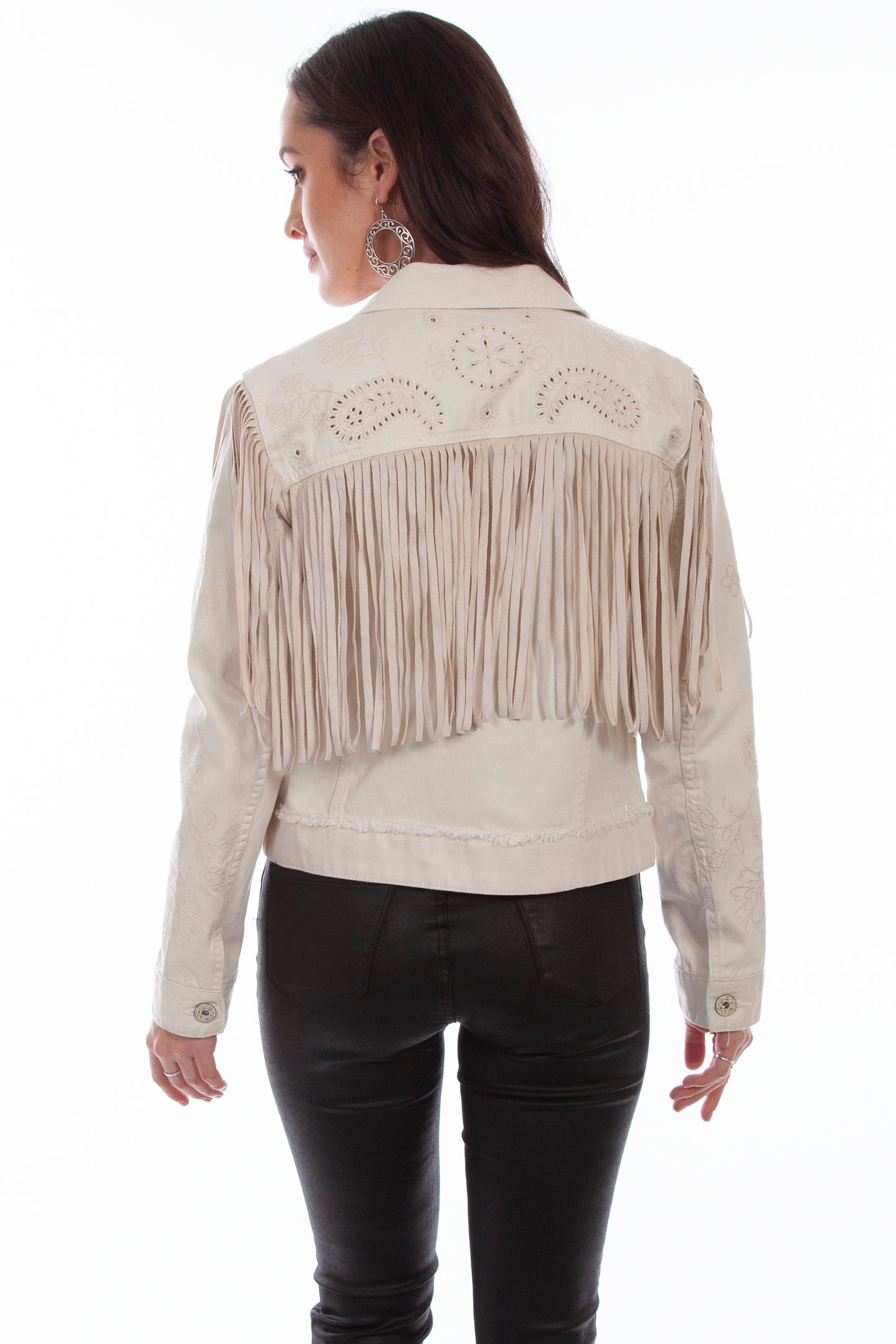 Scully Denim Fringe Embroidered Jacket