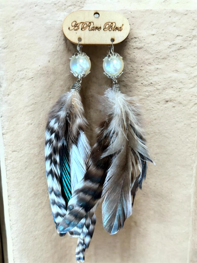 Natural Pearl Feather Earrings