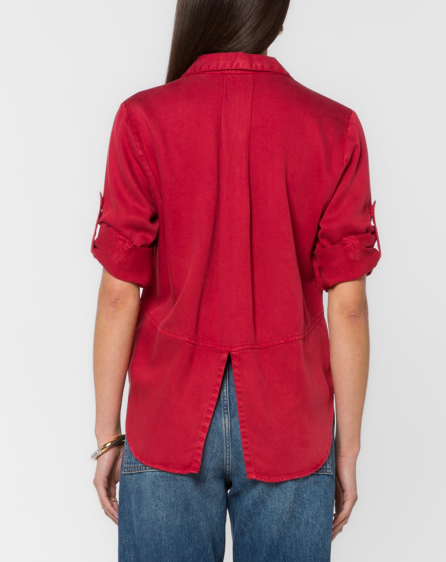 Festive Red Button Down Top