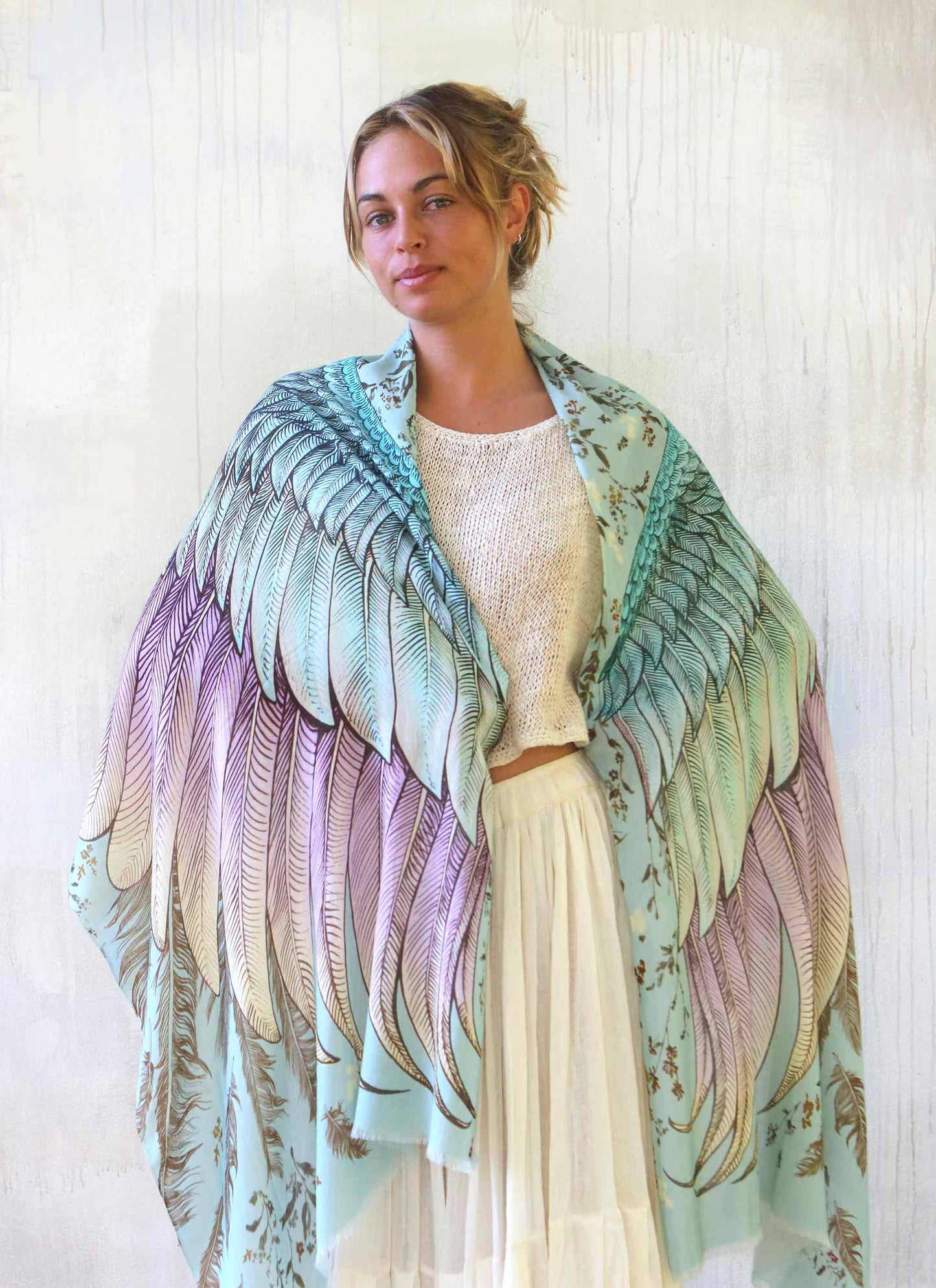 Shovava Blue Vintage Wings Scarf