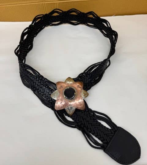 Handcrafted Woven Leather Belt with Star Buckle