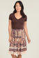 Tiered Lace Trim Midi Length Skirt