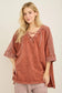 Mineral Wash Criss Cross Hoodie Top