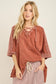 Mineral Wash Criss Cross Hoodie Top