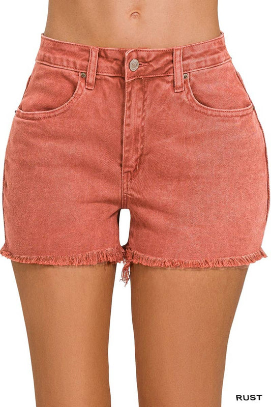 Washed Fray Hem Shorts
