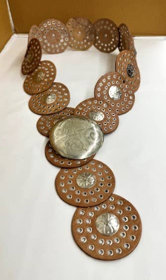 DAIRI Tan Leather Belt with Sterling Silver