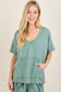 Mineral Washed Eyelet Kangaroo Pocket Top