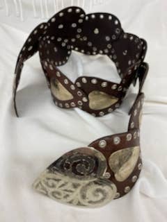 Handcrafted Brown Hearts Leather Belt