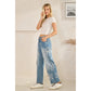 Washed Floral Embroidered Jeans