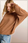 Brushed Waffle Loose Fit Long Sleeve Top - Ginger and Charcoal