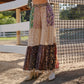 Boho Patchwork Print Tiered Lace Flare Pants
