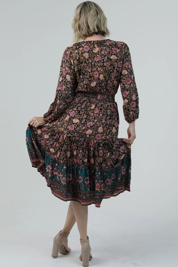 Lola P V-Neck Tiered Maxi Dress