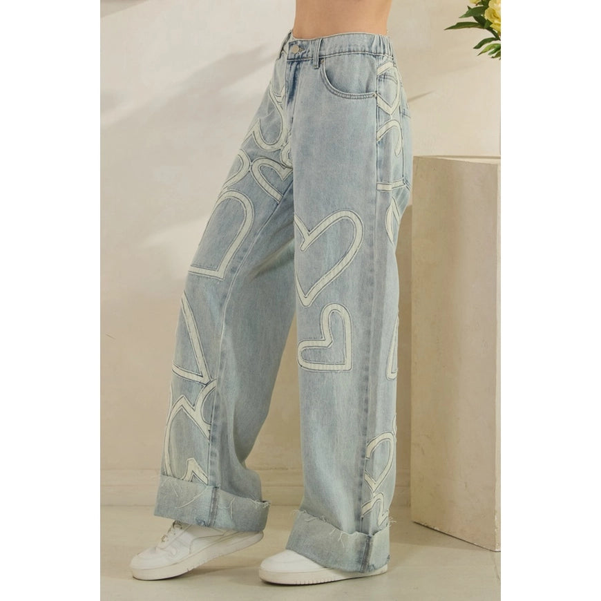 Heart Patchwork Jeans