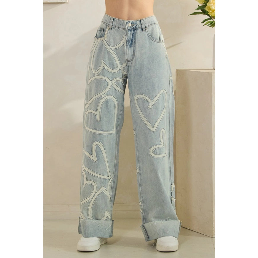 Heart Patchwork Jeans