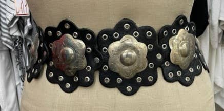 Handcrafted Brown Flower Leather Belt
