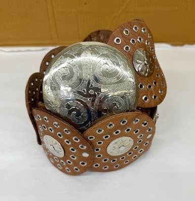 DAIRI Tan Leather Belt with Sterling Silver
