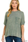 Washed Ribbed Cuffed Sleeve Top - 9 colors