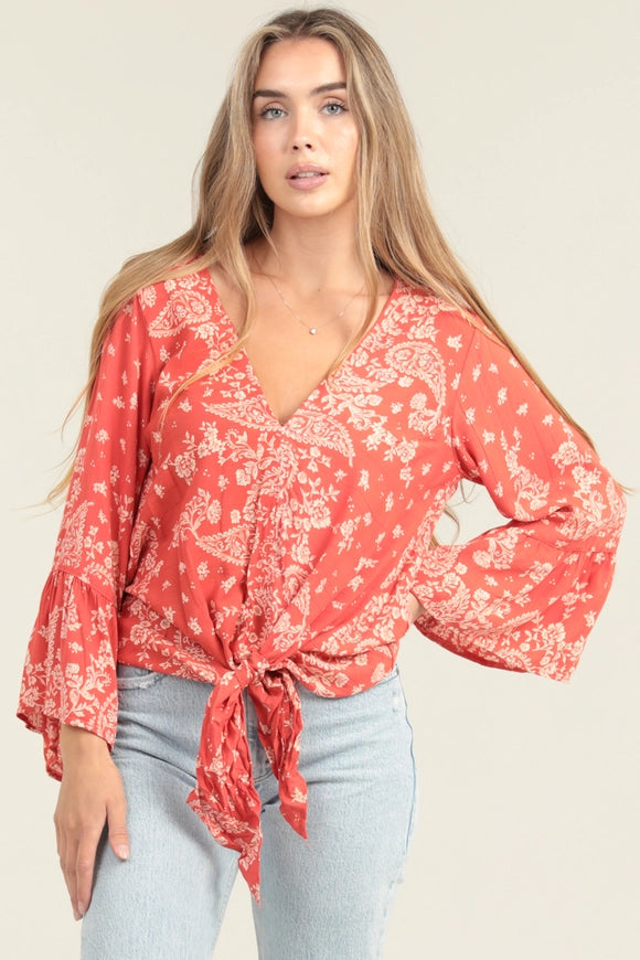 Bohemian Paisley Bell Sleeve Top