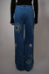 Moon And Star Embroidered Wide Leg Denim Jean