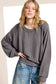 Brushed Waffle Loose Fit Long Sleeve Top - Ginger and Charcoal