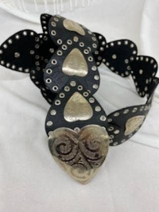Handcrafted Black Hearts Leather Belt