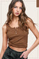 Stretchy Ribbed Mocha Button Front Tank