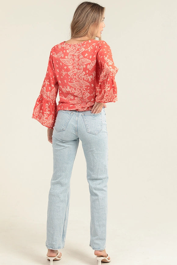 Bohemian Paisley Bell Sleeve Top