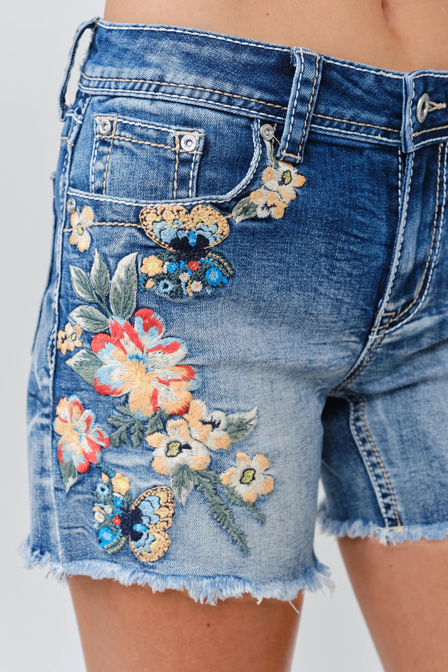 Embroidered Butterfly Shorts