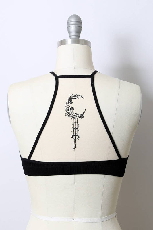 🌙 Bohemian Dream Catcher Mesh Bralette