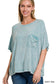 Washed Ribbed Cuffed Sleeve Top - 9 colors