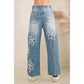 Washed Floral Embroidered Jeans