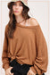Brushed Waffle Loose Fit Long Sleeve Top - Ginger and Charcoal