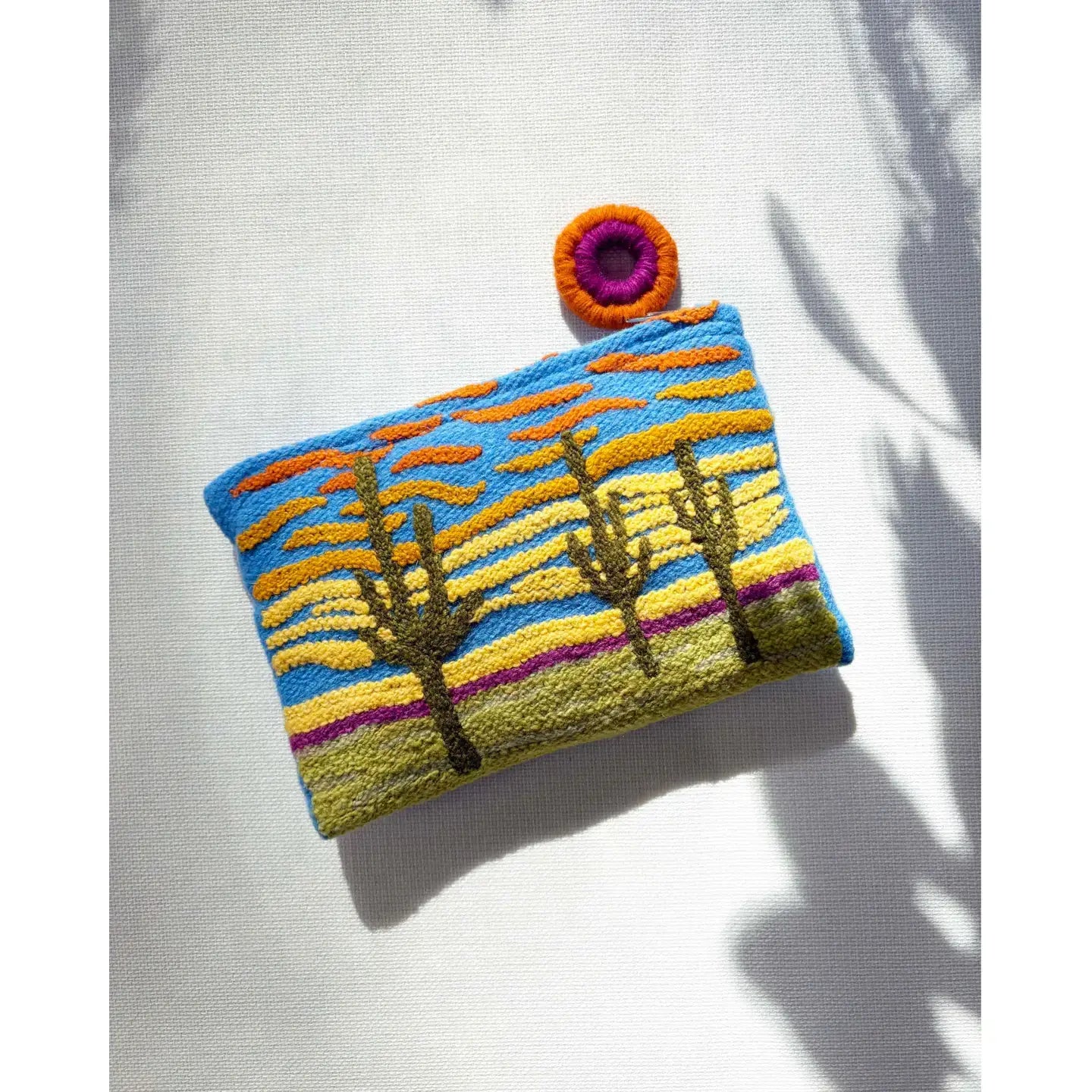Wild Desert Embroidered Wool Pouch