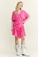 Mineral Wash Tiered Skirt - Ash Oak and Hot Pink