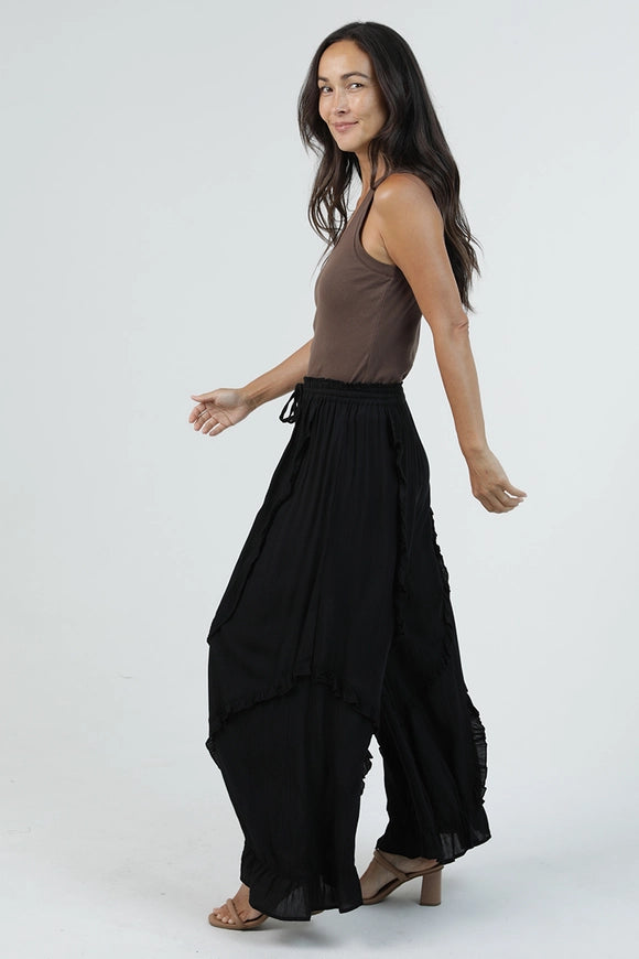 Wide Leg Pants With Ruffle Detail