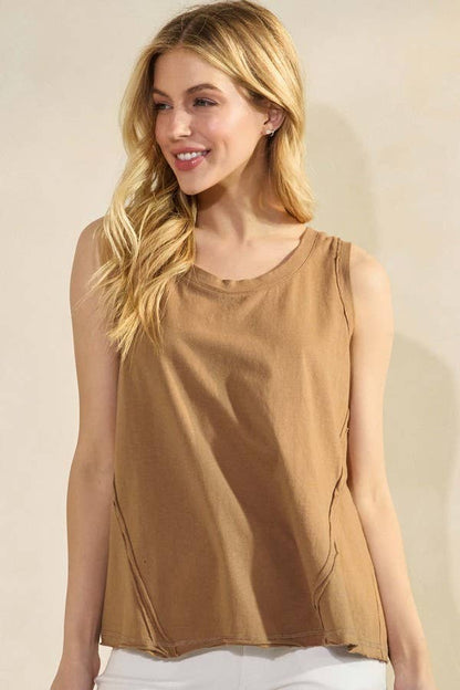 Essential Raw Edge Cotton Tank - White, Mocha, Black