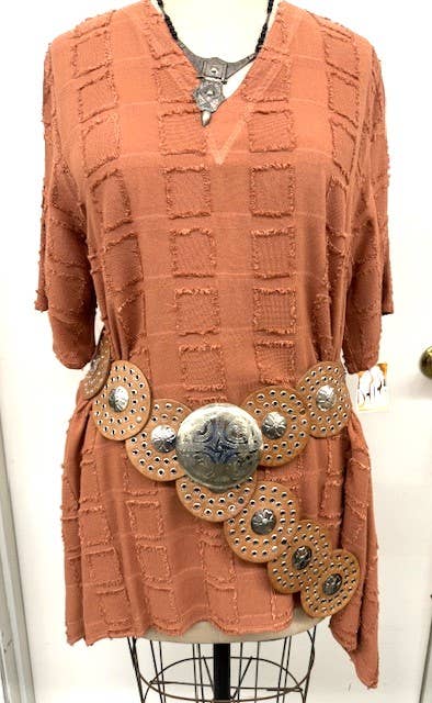 DAIRI Tan Leather Belt with Sterling Silver