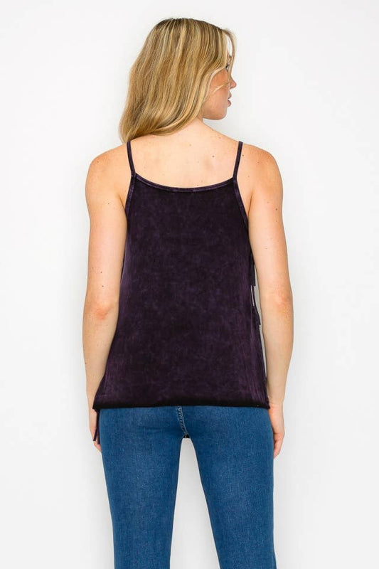Mineral Wash Purple Fringe Tank