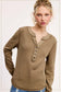 Waffle Long Sleeve Henley Thermal Top - Olive