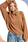 Brushed Waffle Loose Fit Long Sleeve Top - Ginger and Charcoal