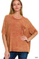 Washed Ribbed Cuffed Sleeve Top - 9 colors