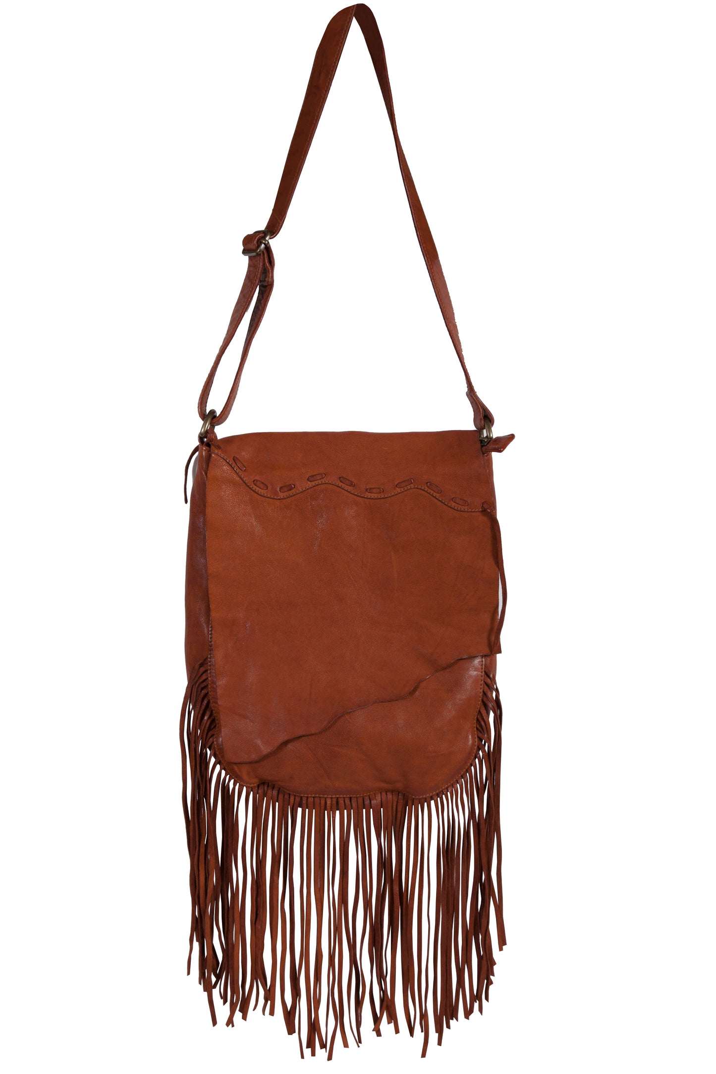 Scully Fringe and Lace Cognac Handbag