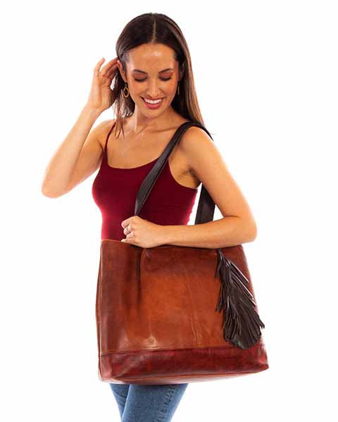 Scully Leather Bag With Feather Accent