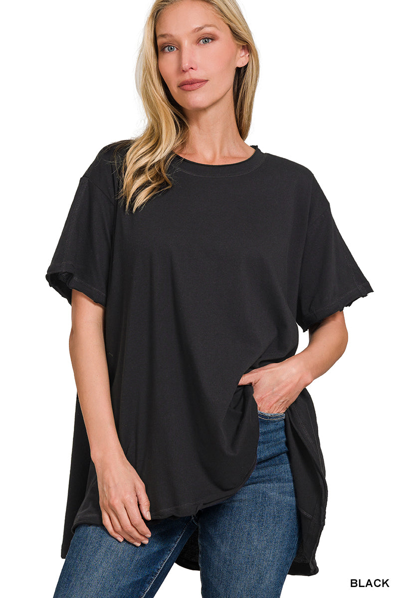Drop Shoulder Oversized Cotton Tee - 3 colors