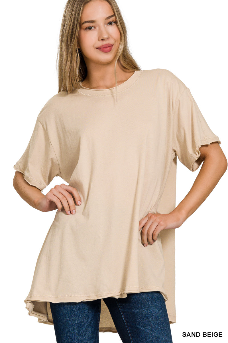 Drop Shoulder Oversized Cotton Tee - 3 colors