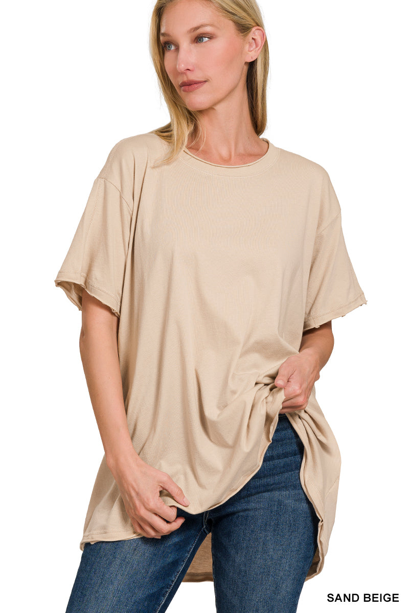 Drop Shoulder Oversized Cotton Tee - 3 colors