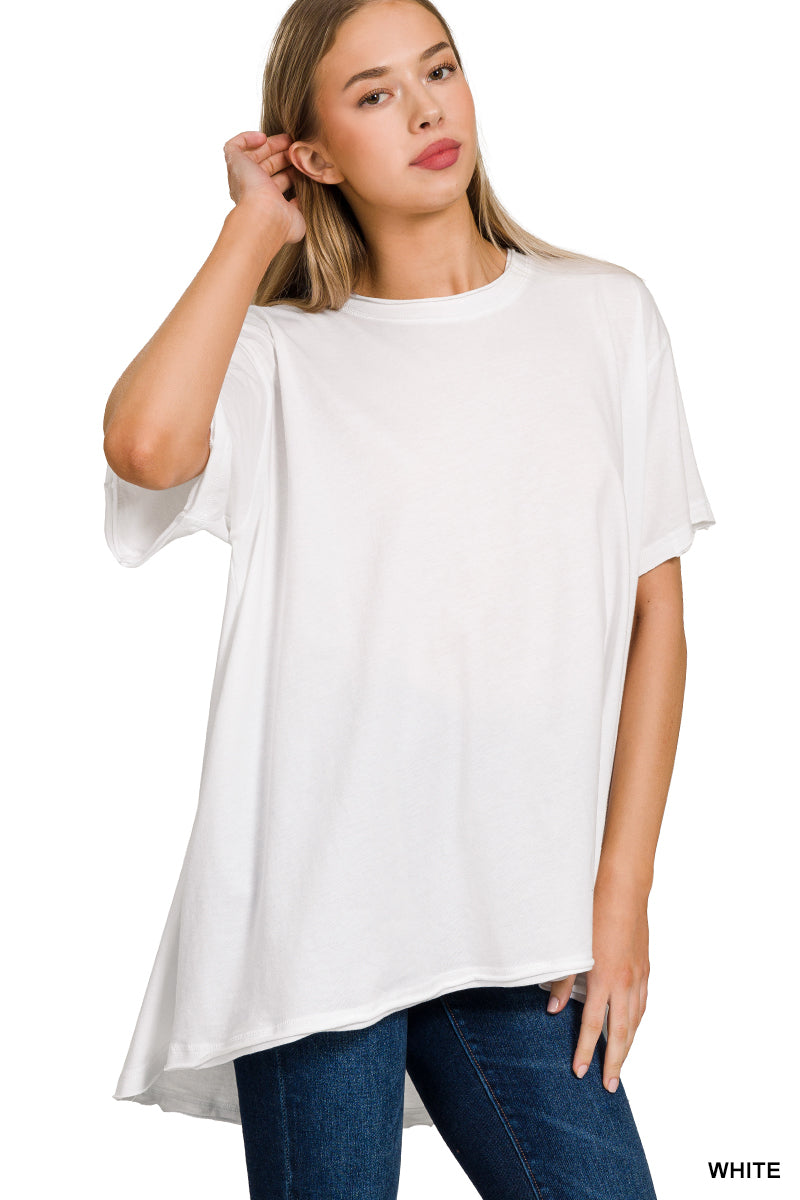 Drop Shoulder Oversized Cotton Tee - 3 colors